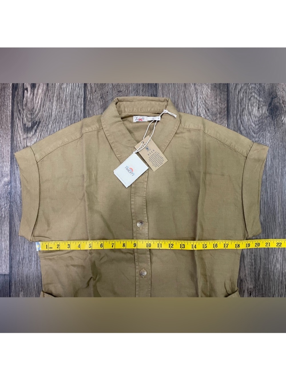 Faherty Arlie Short Sleeve Shirtdress ANTIQUE BRONZE SZ S NWT - Picture 8 of 10